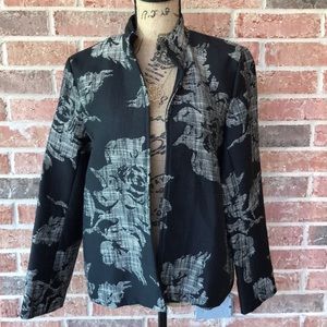 erin by erin london Open Front Black Floral Jacket Medium